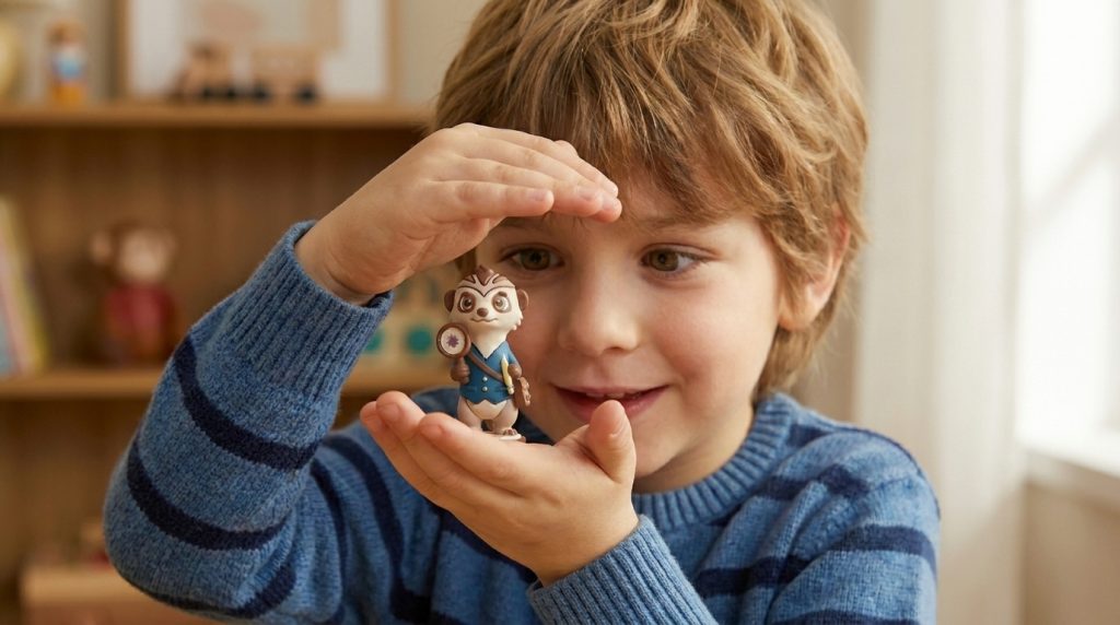 child holding tally figure